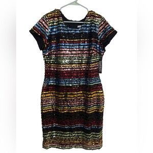 NWT NEW YORK & CO Multicolored Sequins Midi Dress, Size Large